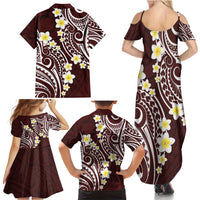 Plumeria With Oxblood Polynesian Tattoo Pattern Family Matching Summer Maxi Dress and Hawaiian Shirt LT05 - Polynesian Pride