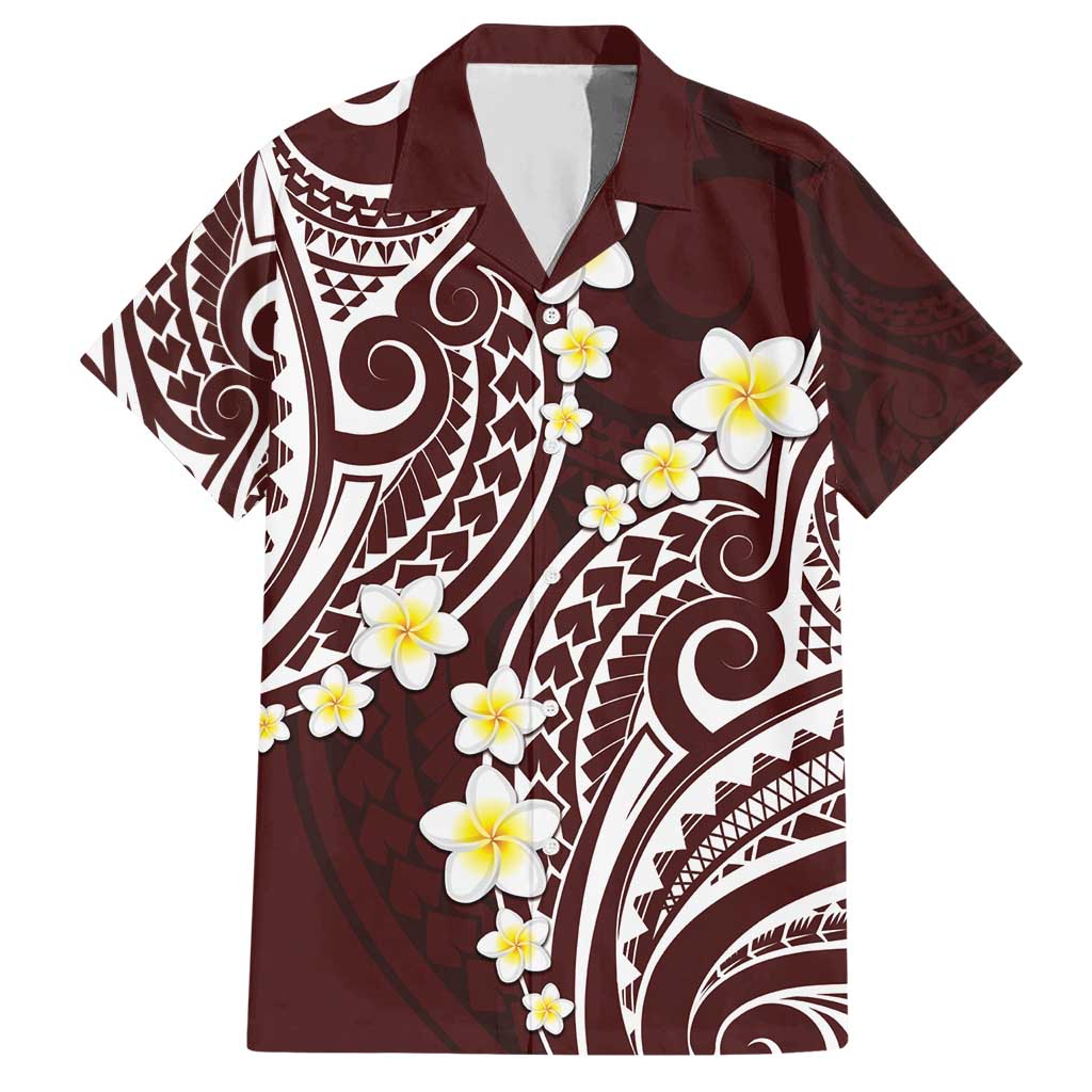 Plumeria With Oxblood Polynesian Tattoo Pattern Hawaiian Shirt LT05 Red - Polynesian Pride