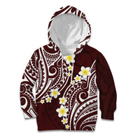 Plumeria With Oxblood Polynesian Tattoo Pattern Kid Hoodie LT05 Hoodie Red - Polynesian Pride