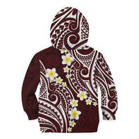 Plumeria With Oxblood Polynesian Tattoo Pattern Kid Hoodie LT05 - Polynesian Pride