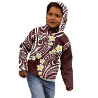 Plumeria With Oxblood Polynesian Tattoo Pattern Kid Hoodie LT05 - Polynesian Pride