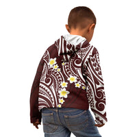 Plumeria With Oxblood Polynesian Tattoo Pattern Kid Hoodie LT05 - Polynesian Pride