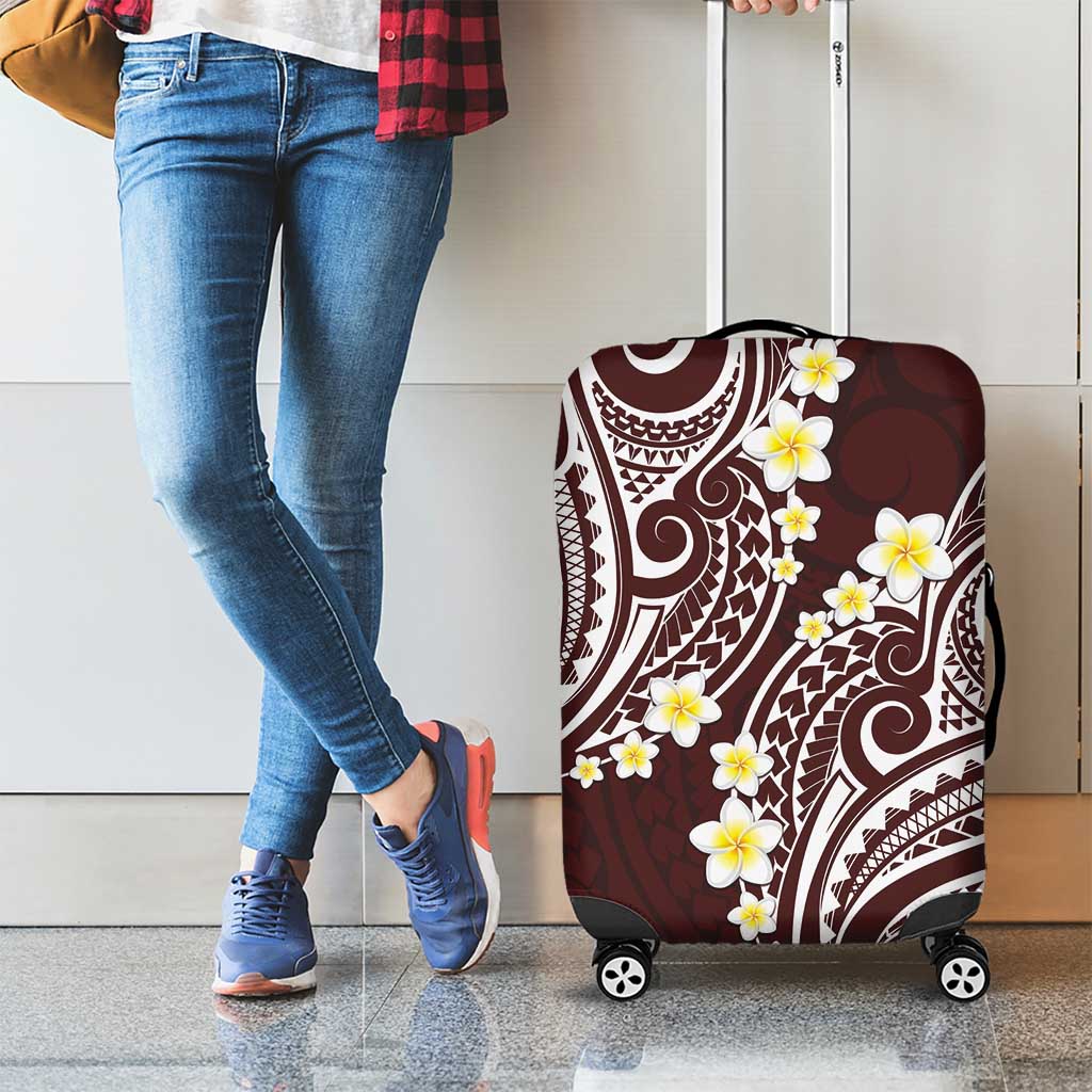 Plumeria With Oxblood Polynesian Tattoo Pattern Luggage Cover LT05 - Polynesian Pride