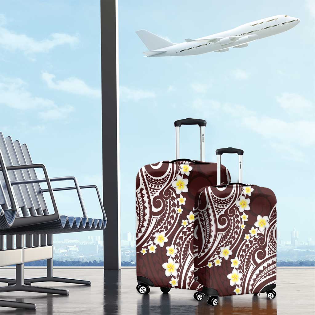 Plumeria With Oxblood Polynesian Tattoo Pattern Luggage Cover LT05 - Polynesian Pride