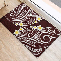 Plumeria With Oxblood Polynesian Tattoo Pattern Rubber Doormat