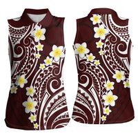 Plumeria With Oxblood Polynesian Tattoo Pattern Women Sleeveless Polo Shirt LT05 - Polynesian Pride