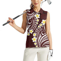 Plumeria With Oxblood Polynesian Tattoo Pattern Women Sleeveless Polo Shirt LT05 - Polynesian Pride