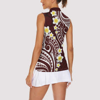 Plumeria With Oxblood Polynesian Tattoo Pattern Women Sleeveless Polo Shirt LT05 - Polynesian Pride