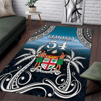 Happy 54th Fiji Day Area Rug Forever Fiji With Tapa Tribal Pattern LT05 Blue - Polynesian Pride