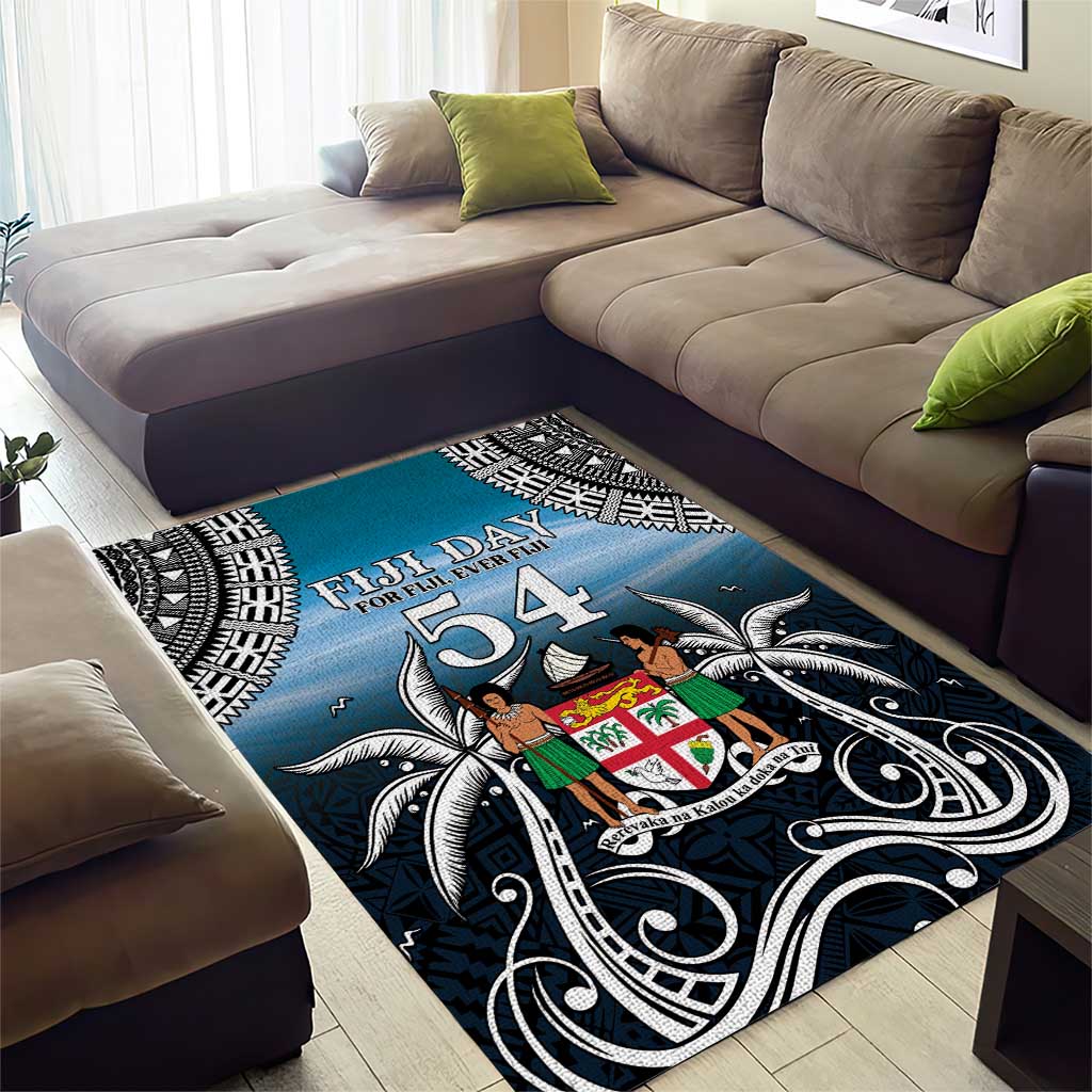 Happy 54th Fiji Day Area Rug Forever Fiji With Tapa Tribal Pattern LT05 - Polynesian Pride