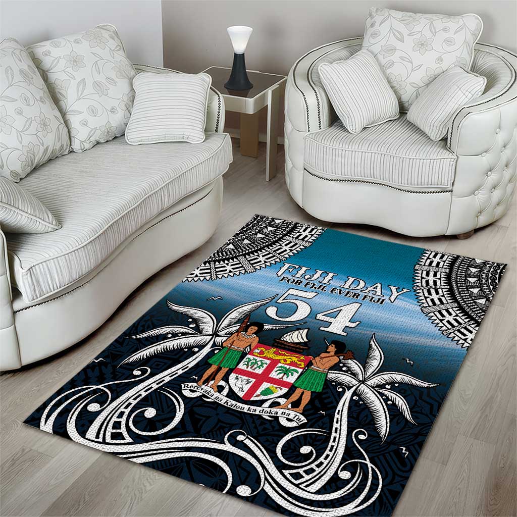 Happy 54th Fiji Day Area Rug Forever Fiji With Tapa Tribal Pattern LT05 - Polynesian Pride
