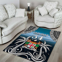 Happy 54th Fiji Day Area Rug Forever Fiji With Tapa Tribal Pattern LT05 - Polynesian Pride