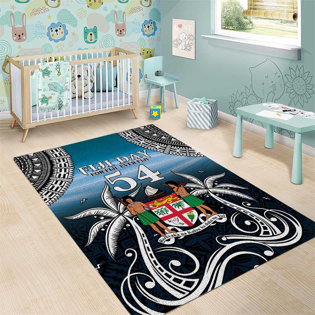 Happy 54th Fiji Day Area Rug Forever Fiji With Tapa Tribal Pattern LT05 - Polynesian Pride
