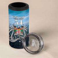 Personalised Happy 54th Fiji Day 4 in 1 Can Cooler Tumbler Forever Fiji With Tapa Tribal Pattern LT05 - Polynesian Pride