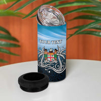 Personalised Happy 54th Fiji Day 4 in 1 Can Cooler Tumbler Forever Fiji With Tapa Tribal Pattern LT05 - Polynesian Pride