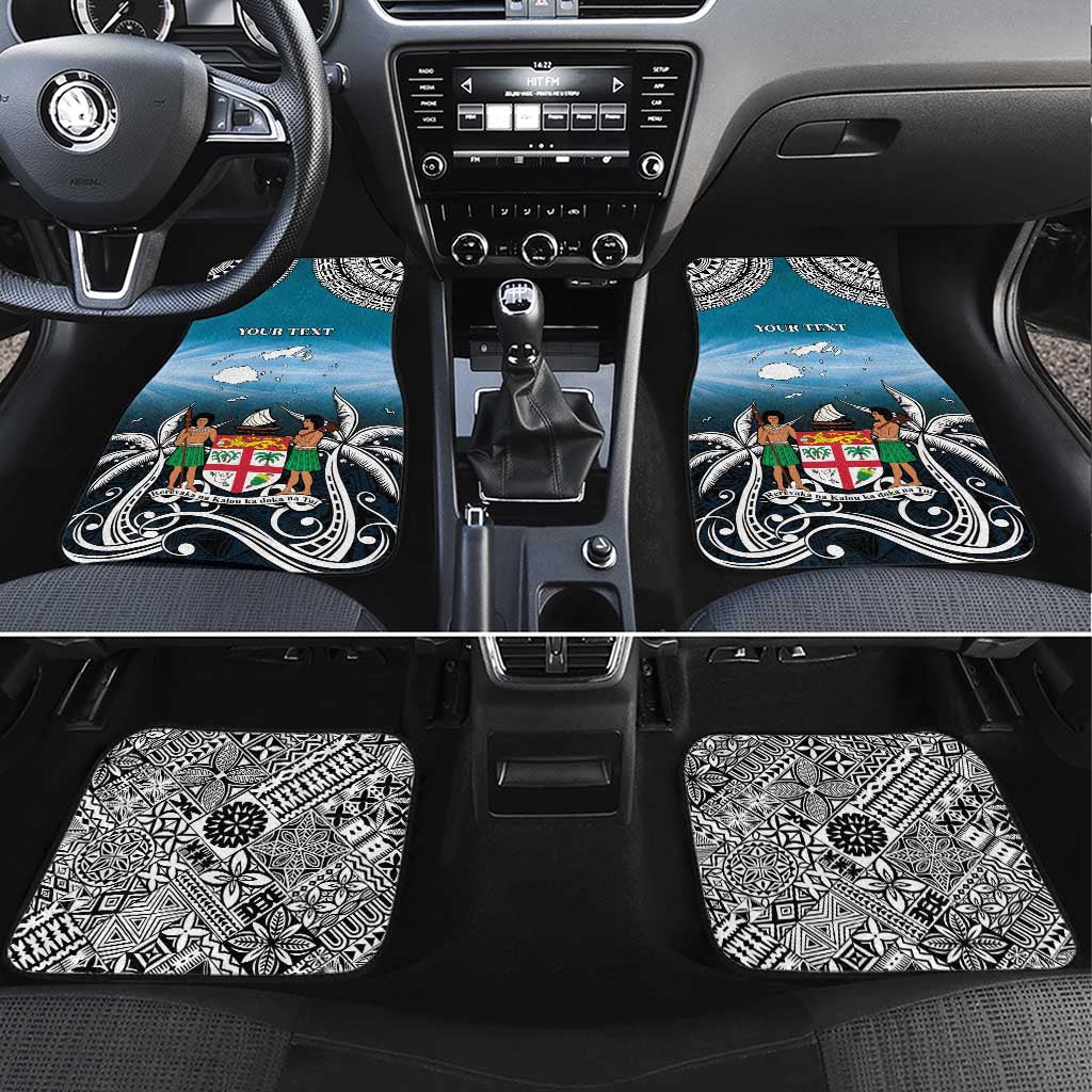 Happy 54th Fiji Day Car Mats Forever Fiji With Tapa Tribal Pattern LT05 Set 4pcs Blue - Polynesian Pride