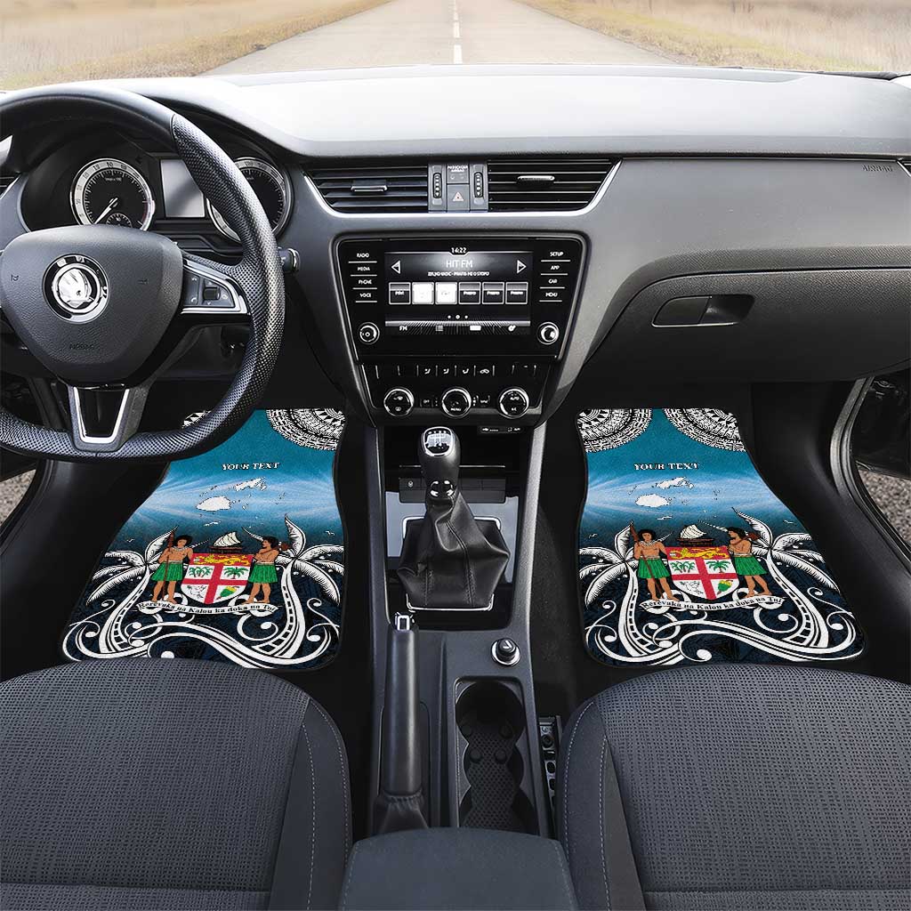 Happy 54th Fiji Day Car Mats Forever Fiji With Tapa Tribal Pattern LT05 Set 2pcs - Front Blue - Polynesian Pride