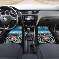 Happy 54th Fiji Day Car Mats Forever Fiji With Tapa Tribal Pattern LT05 Set 2pcs - Front Blue - Polynesian Pride