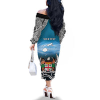 Personalised Happy 54th Fiji Day Family Matching Off The Shoulder Long Sleeve Dress and Hawaiian Shirt Forever Fiji With Tapa Tribal Pattern LT05 - Polynesian Pride