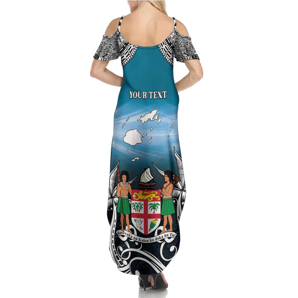 Personalised Happy 54th Fiji Day Family Matching Summer Maxi Dress and Hawaiian Shirt Forever Fiji With Tapa Tribal Pattern LT05 - Polynesian Pride