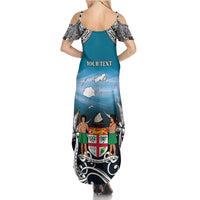 Personalised Happy 54th Fiji Day Family Matching Summer Maxi Dress and Hawaiian Shirt Forever Fiji With Tapa Tribal Pattern LT05 - Polynesian Pride