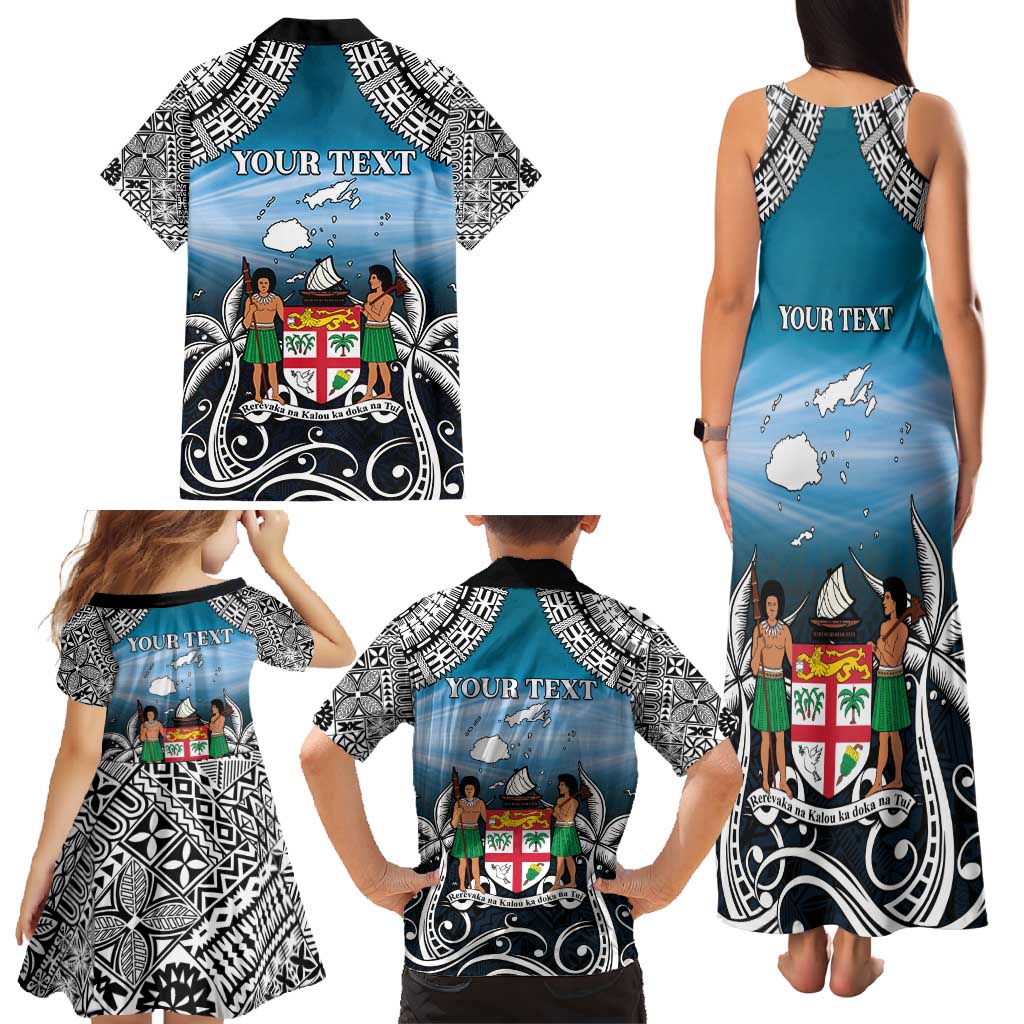 Personalised Happy 54th Fiji Day Family Matching Tank Maxi Dress and Hawaiian Shirt Forever Fiji With Tapa Tribal Pattern LT05 - Polynesian Pride