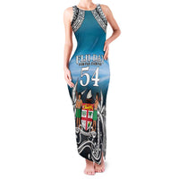 Personalised Happy 54th Fiji Day Family Matching Tank Maxi Dress and Hawaiian Shirt Forever Fiji With Tapa Tribal Pattern LT05 Mom's Dress Blue - Polynesian Pride