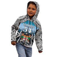 Personalised Happy 54th Fiji Day Kid Hoodie Forever Fiji With Tapa Tribal Pattern LT05 - Polynesian Pride
