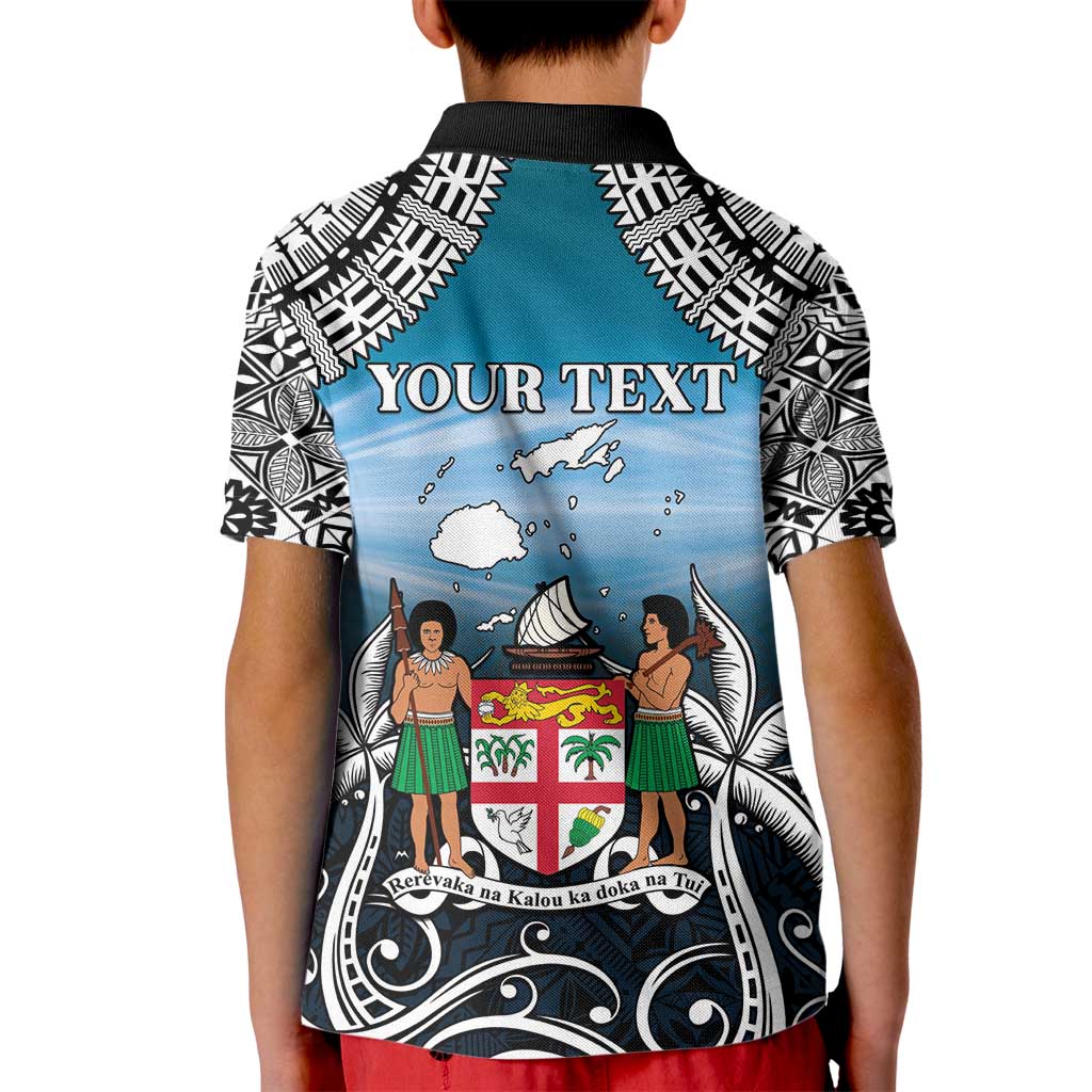 Personalised Happy 54th Fiji Day Kid Polo Shirt Forever Fiji With Tapa Tribal Pattern LT05 - Polynesian Pride