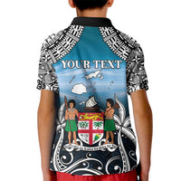 Personalised Happy 54th Fiji Day Kid Polo Shirt Forever Fiji With Tapa Tribal Pattern LT05 - Polynesian Pride