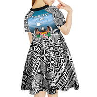 Personalised Happy 54th Fiji Day Kid Short Sleeve Dress Forever Fiji With Tapa Tribal Pattern LT05 - Polynesian Pride