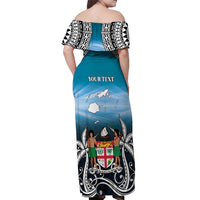 Personalised Happy 54th Fiji Day Off Shoulder Maxi Dress Forever Fiji With Tapa Tribal Pattern LT05 - Polynesian Pride