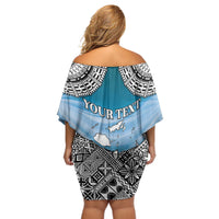 Personalised Happy 54th Fiji Day Off Shoulder Short Dress Forever Fiji With Tapa Tribal Pattern LT05 - Polynesian Pride