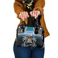Happy 54th Fiji Day Shoulder Handbag Forever Fiji With Tapa Tribal Pattern LT05 One Size Blue - Polynesian Pride