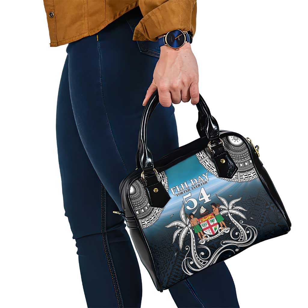Happy 54th Fiji Day Shoulder Handbag Forever Fiji With Tapa Tribal Pattern LT05 - Polynesian Pride