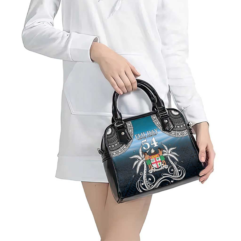 Happy 54th Fiji Day Shoulder Handbag Forever Fiji With Tapa Tribal Pattern LT05 - Polynesian Pride