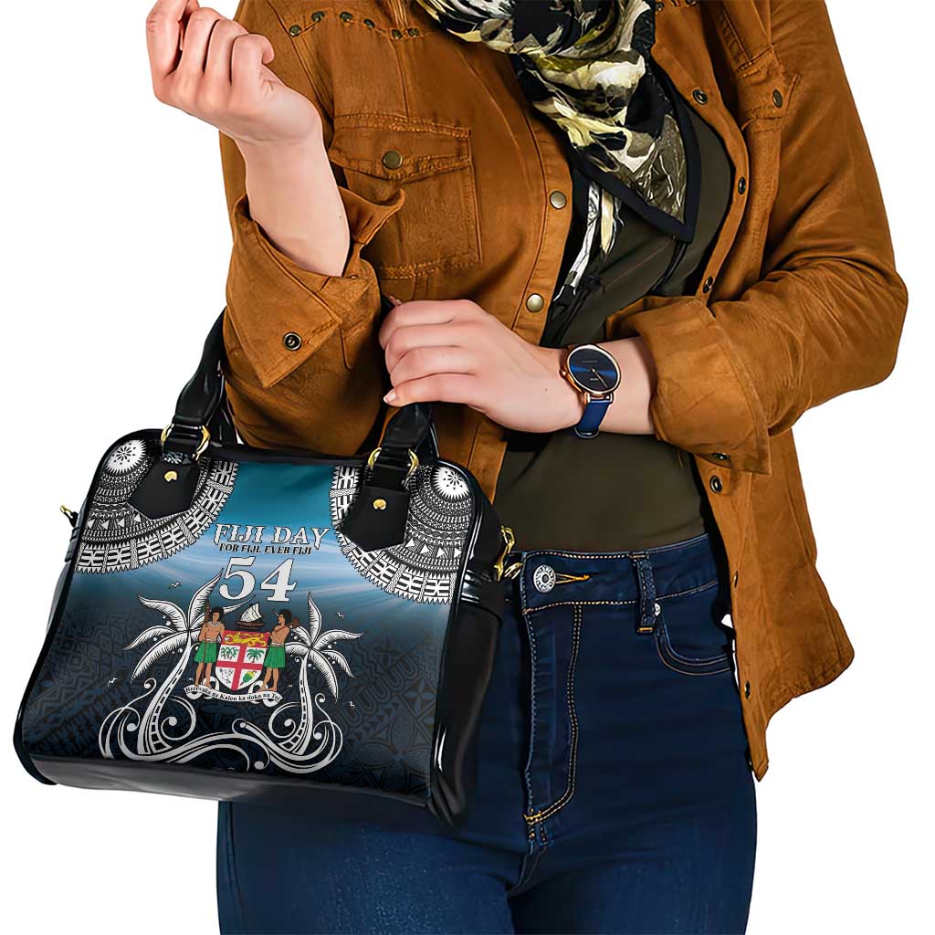 Happy 54th Fiji Day Shoulder Handbag Forever Fiji With Tapa Tribal Pattern LT05 - Polynesian Pride