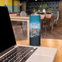 Personalised Happy 54th Fiji Day Skinny Tumbler Forever Fiji With Tapa Tribal Pattern LT05 - Polynesian Pride