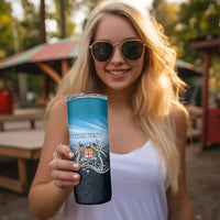 Personalised Happy 54th Fiji Day Skinny Tumbler Forever Fiji With Tapa Tribal Pattern LT05 - Polynesian Pride