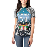 Personalised Happy 50th Fiji Day Women Polo Shirt Forever Fiji With Tapa Tribal Pattern