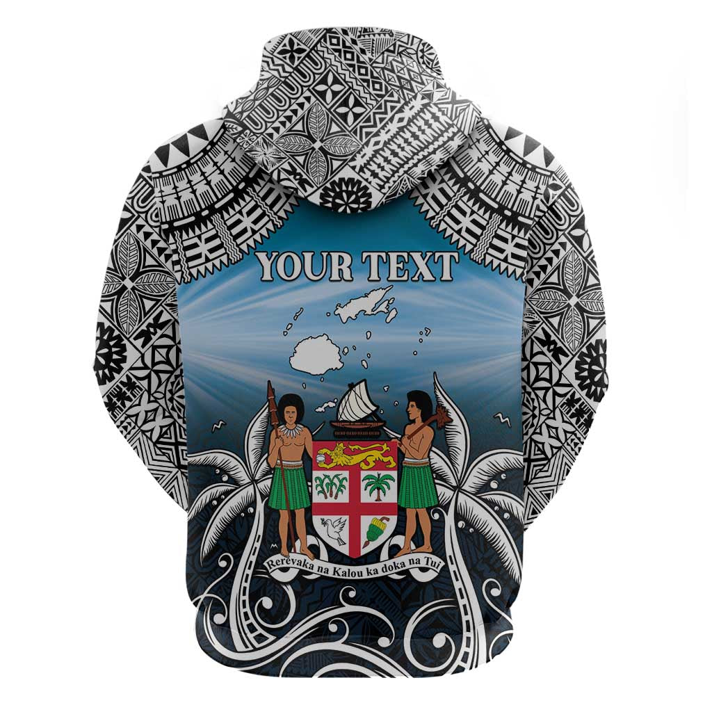 Personalised Happy 54th Fiji Day Zip Hoodie Forever Fiji With Tapa Tribal Pattern LT05 - Polynesian Pride