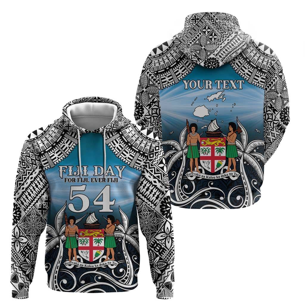 Personalised Happy 54th Fiji Day Zip Hoodie Forever Fiji With Tapa Tribal Pattern LT05 - Polynesian Pride