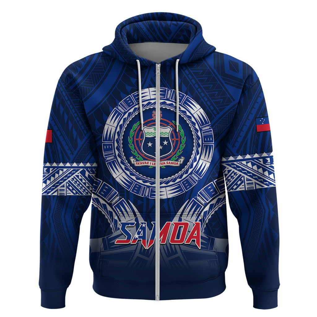 Samoa Rugby Hoodie World Cup 2023 Coat Of Arms With Polynesian Pattern LT05 - Polynesian Pride