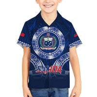 Custom Samoa Rugby Kid Hawaiian Shirt World Cup 2023 Coat Of Arms With Polynesian Pattern LT05 - Polynesian Pride