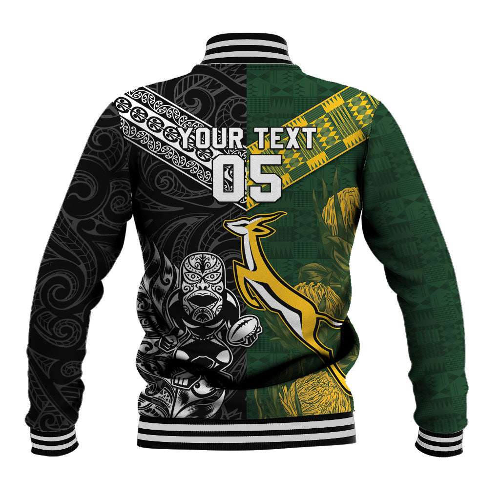Rugby New Zealand South Africa Baseball Jacket Maori Tiki Springboks Together