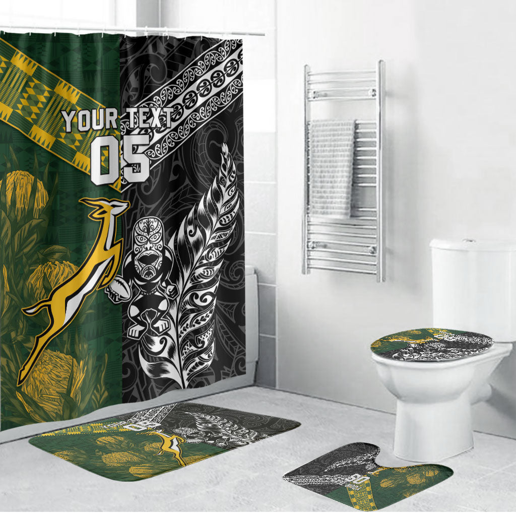 Rugby New Zealand South Africa Bathroom Set Maori Tiki Springboks Together