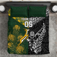 Rugby New Zealand South Africa Bedding Set Maori Tiki Springboks Together