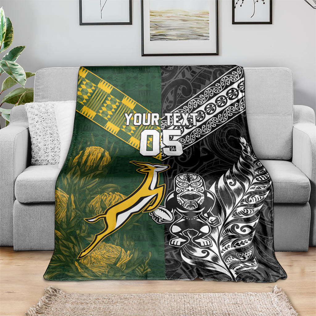 Rugby New Zealand South Africa Blanket Maori Tiki Springboks Together