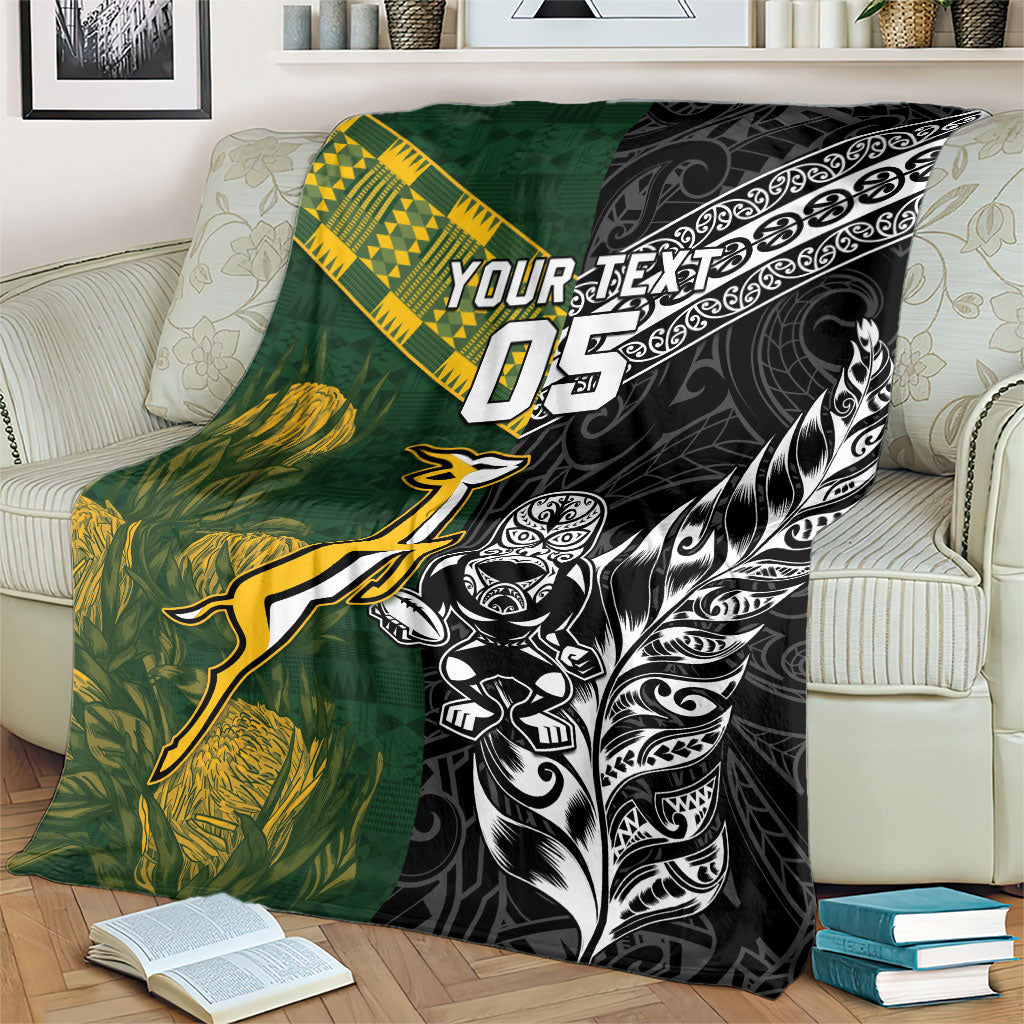Rugby New Zealand South Africa Blanket Maori Tiki Springboks Together