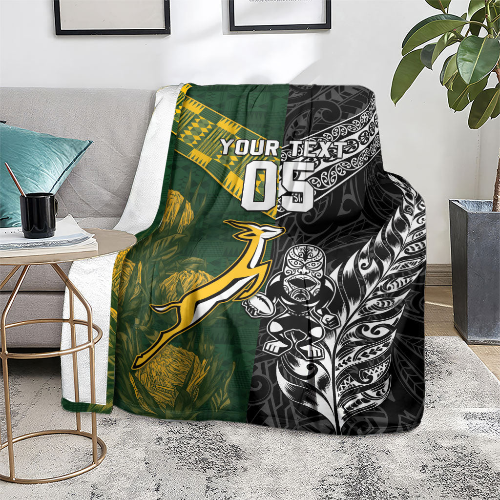Rugby New Zealand South Africa Blanket Maori Tiki Springboks Together